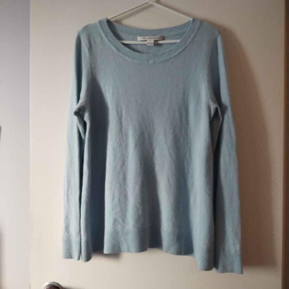 DIANE VON FURSTENBERG DVF 100% Cashmere Zandra Cloud Blue Sweater L